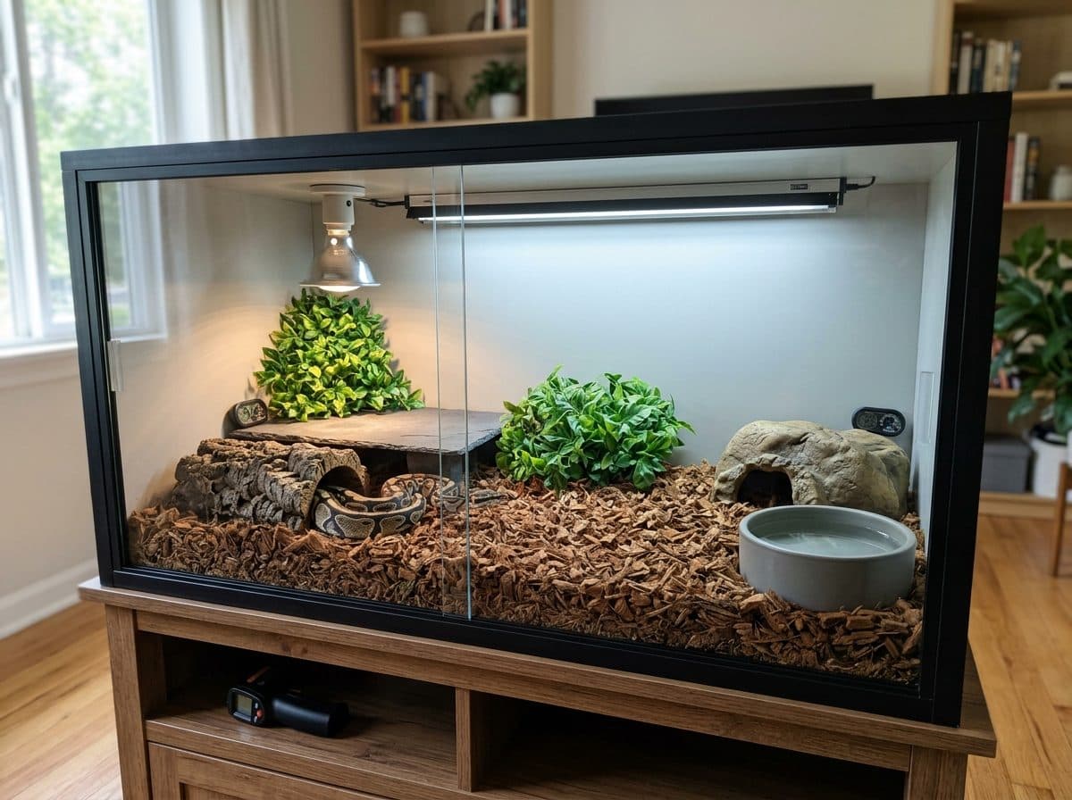 A correctly set up Ball Python enclosure