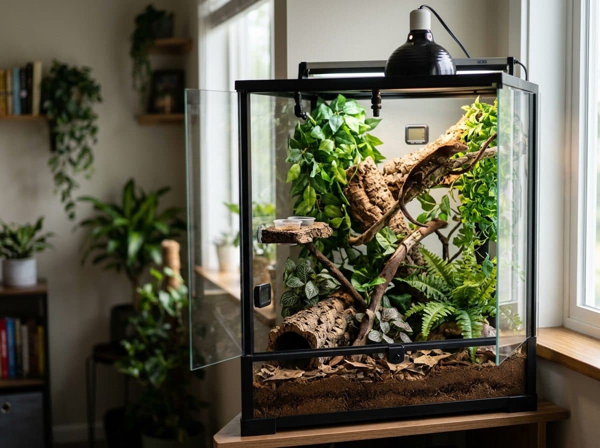 A correctly set up Crested Gecko enclosure