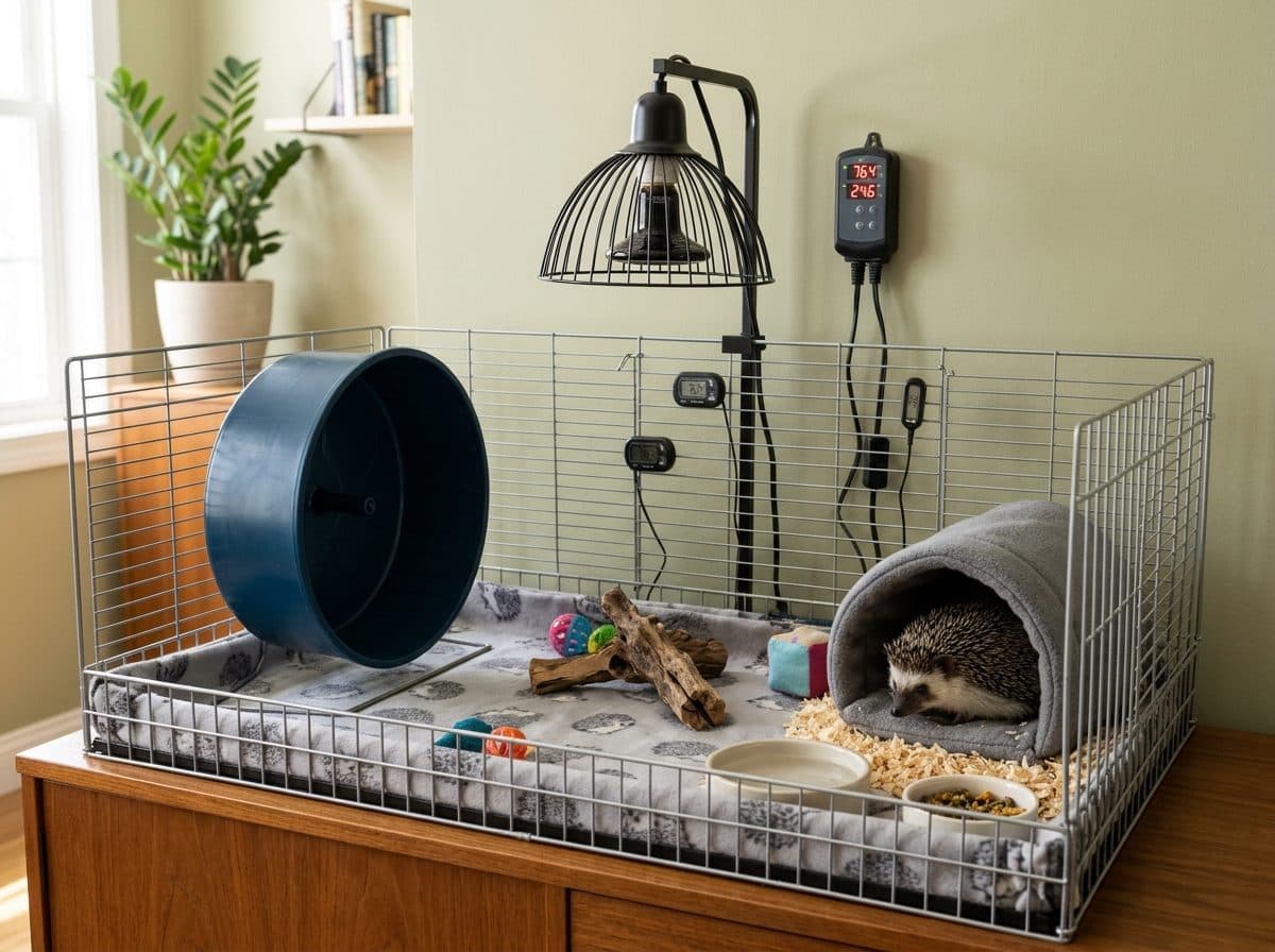 A correctly set up African Pygmy Hedgehog cage